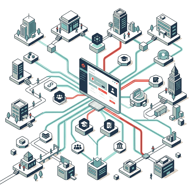 Customers and organizations connecting into one branded portal under your brand